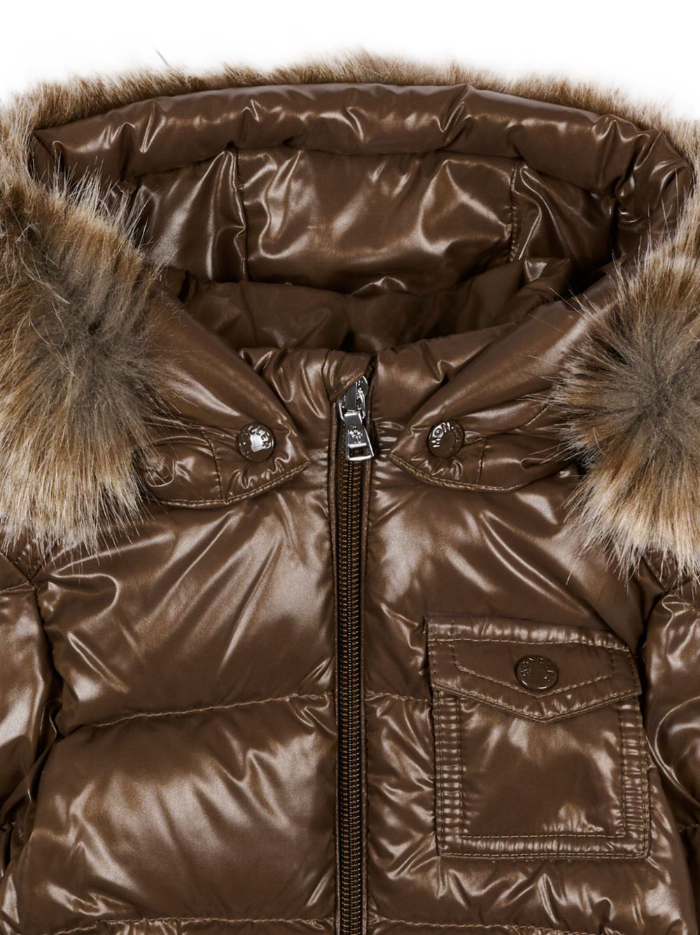 Giubbino K2F marrone baby con dettaglio patch Moncler