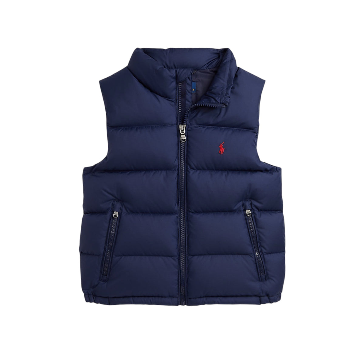 Smanicato blu con logo Ralph Lauren cucito frontale a contrasto