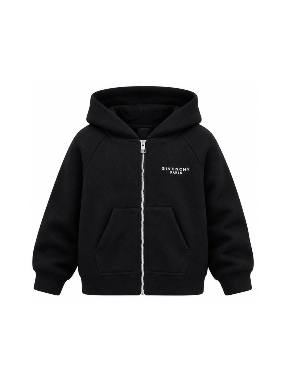 Felpa nera con zip e cappuccio con stampa logo Givenchy a contrasto