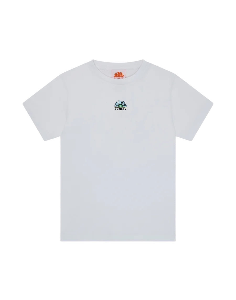 T-shirt bianca con stampa dettagli Sundek