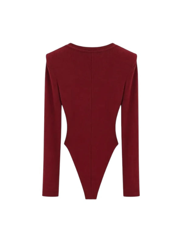 Body bordeaux elasticizzato con dettagli logo Lulu