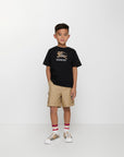 T-shirt nera con patch logo Burberry frontale