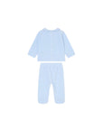 Completo 2 pezzi in ciniglia azzurro con patch orso e palloncini Nanan