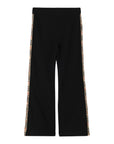 Pantalone a costine nero con banda laterale Burberry