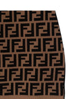 Gonna in maglia marrone con logo FF Fendi a contrasto