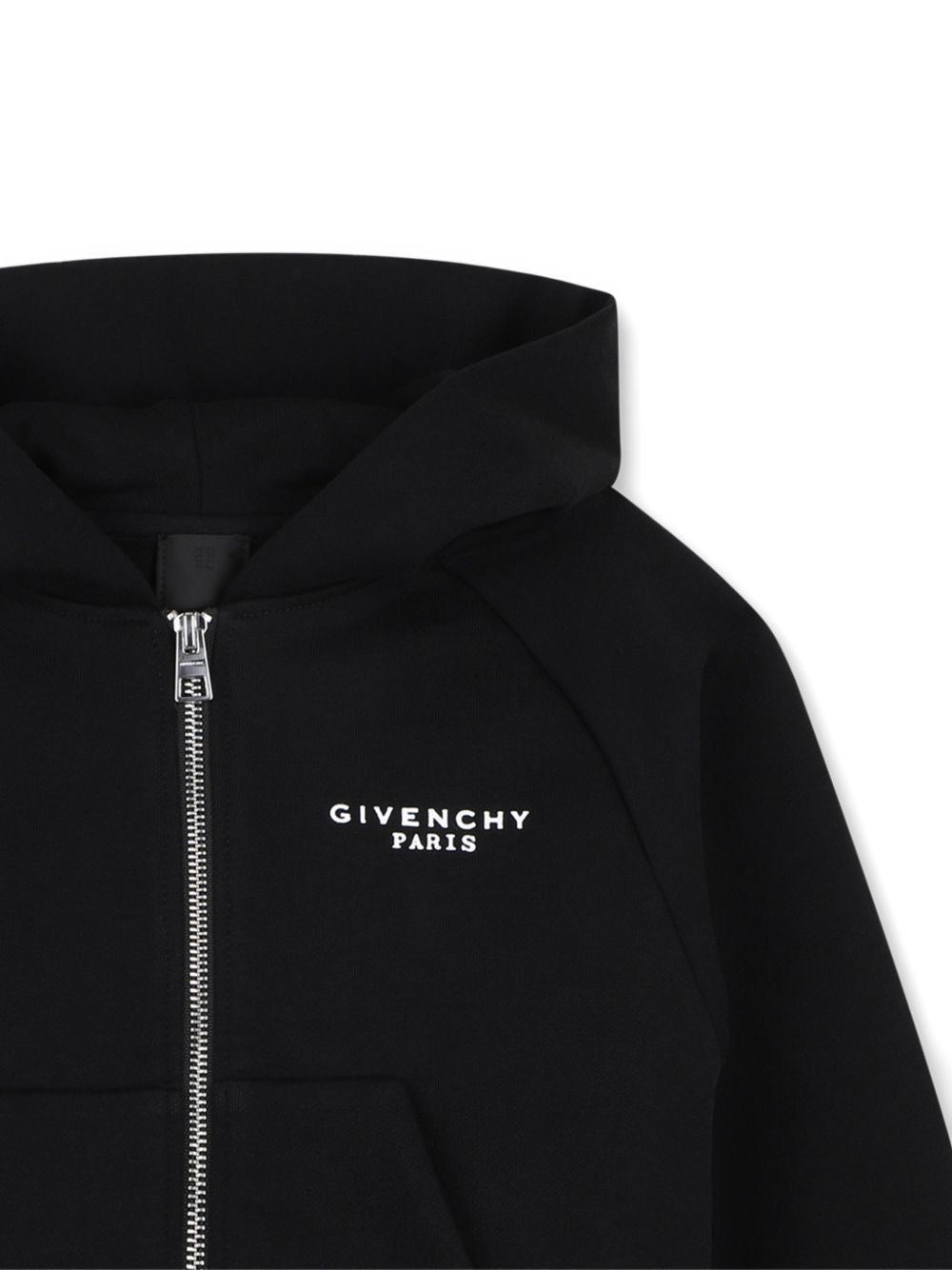 Felpa nera con zip e cappuccio con stampa logo Givenchy a contrasto