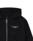 Felpa nera con zip e cappuccio con stampa logo Givenchy a contrasto