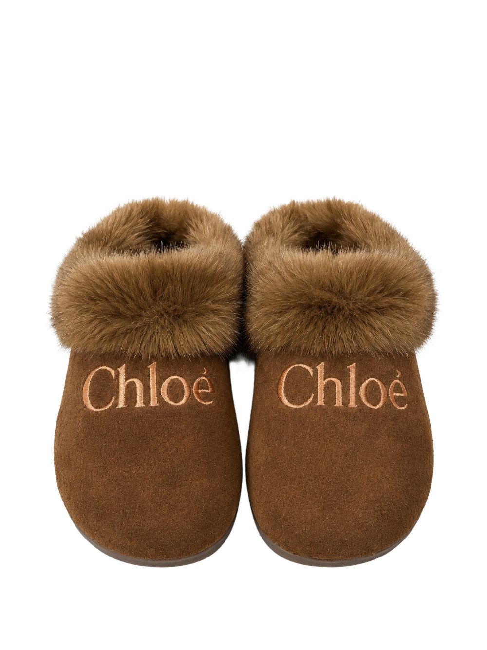 Sandalo marrone con logo Chloé cucito frontale