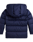 Giubbino blu con logo Ralph Lauren cucito frontale a contrasto