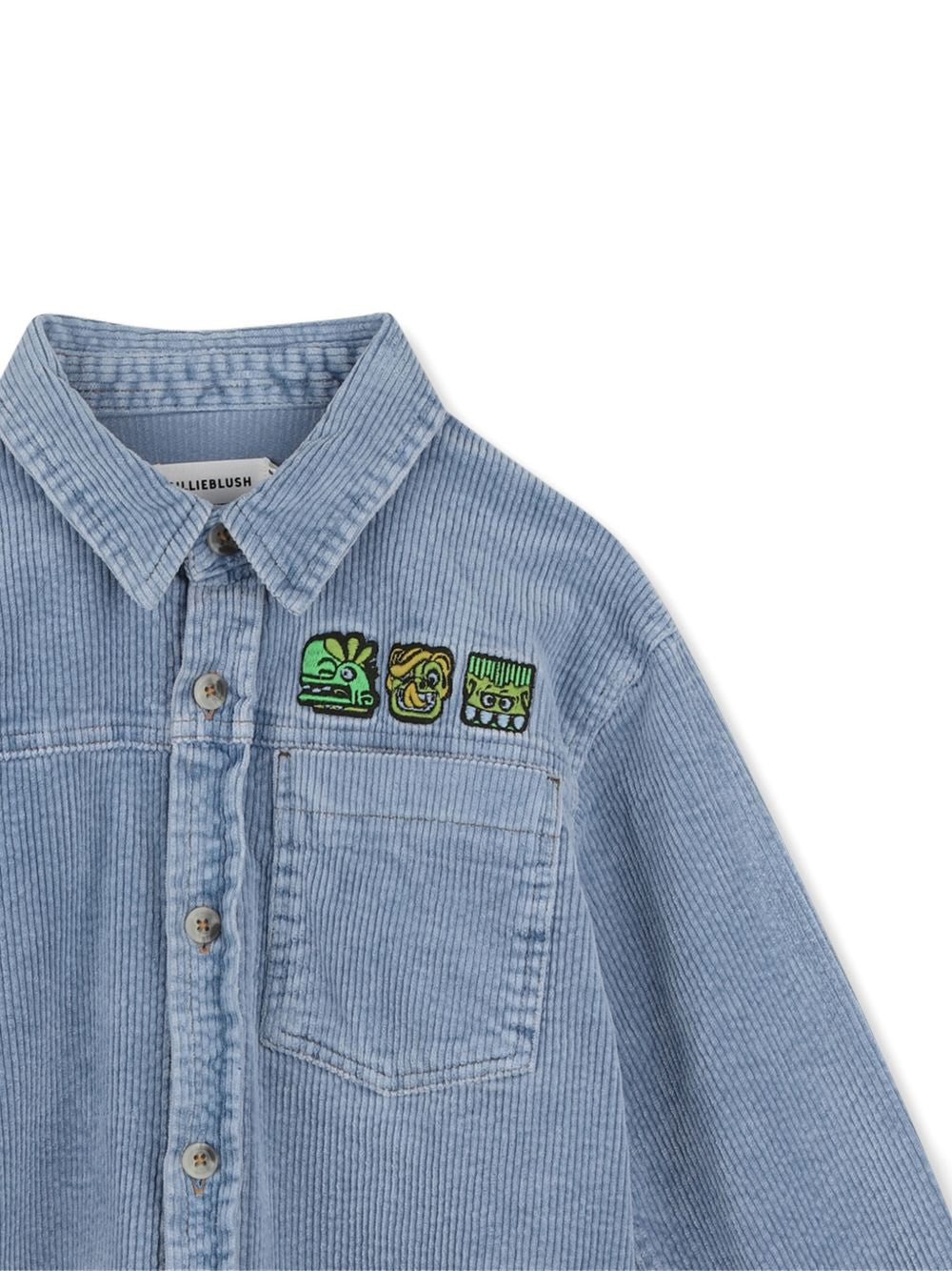 Camicia a costine in velluto azzurro con dettagli cuciti Billieblush