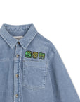 Camicia a costine in velluto azzurro con dettagli cuciti Billieblush