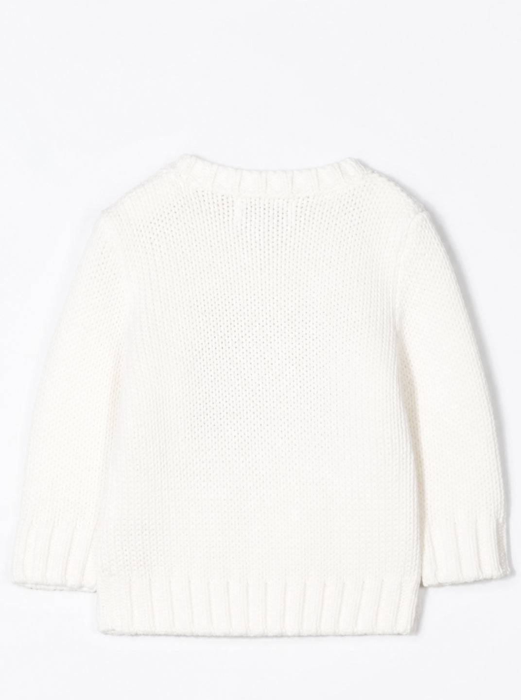 Maglione bianco baby con logo Ralph Lauren e bandiera americana frontale