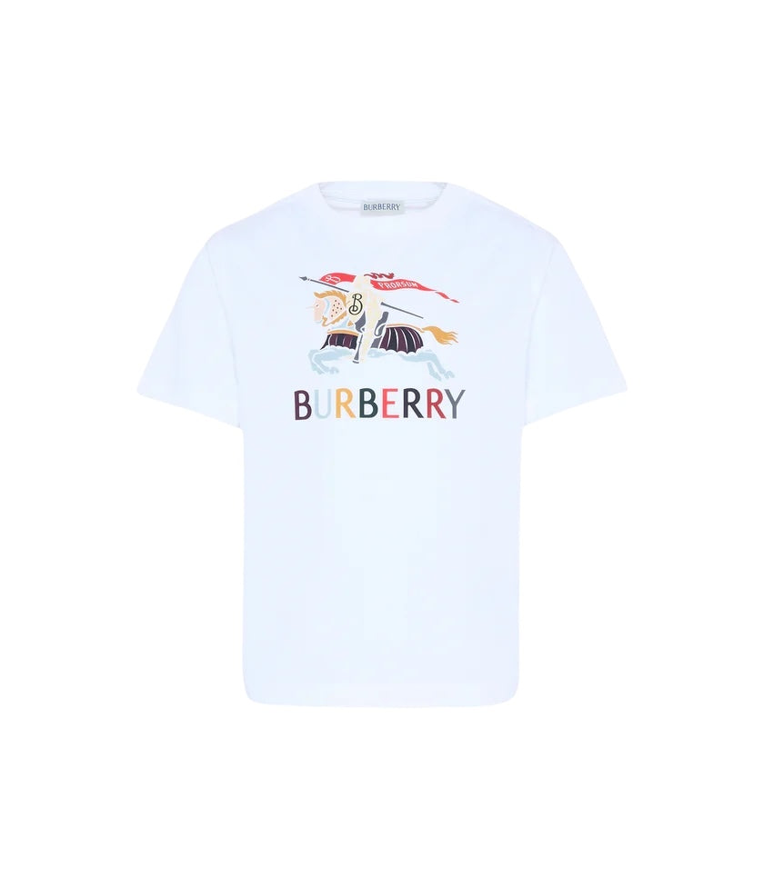 T-shirt bianca con dettaglio logo colorato Burberry