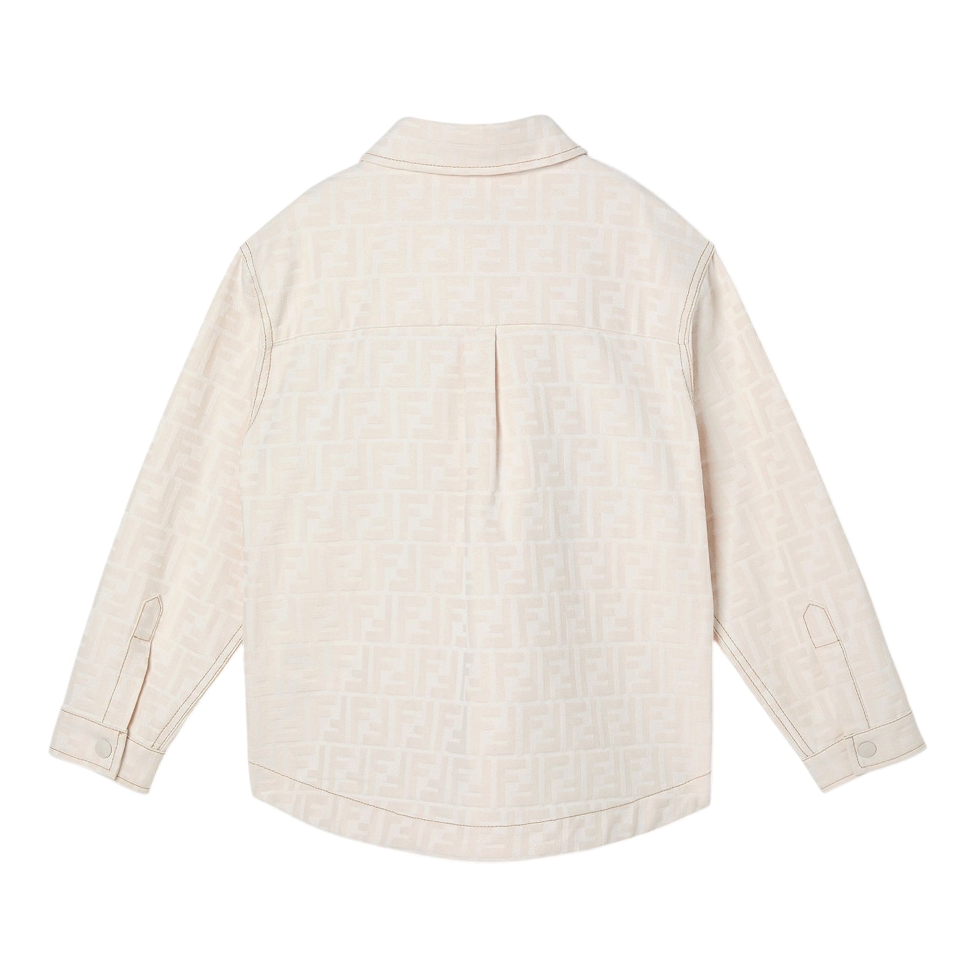 Giacca camicia in cotone panna con logo Fendi