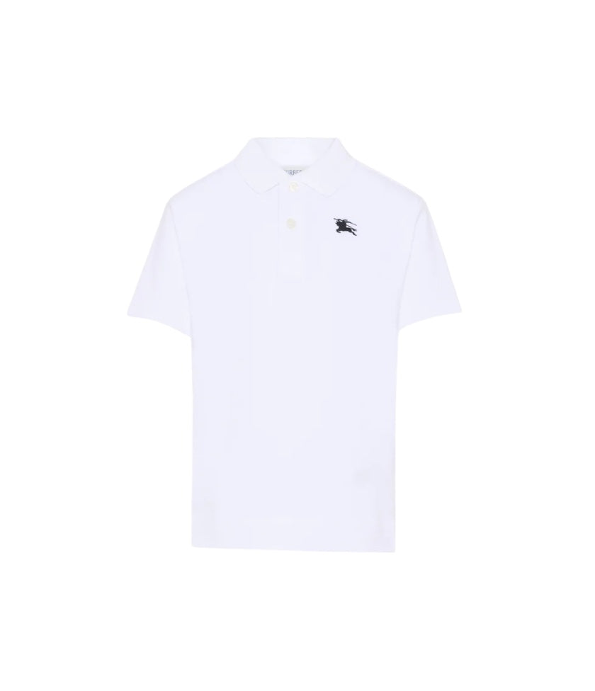 Polo bianca con dettaglio logo Burberry cucito