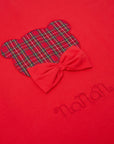 Coperta in cotone rossa con logo Nanan e fiocco cucito frontale rosso