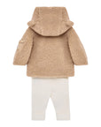 Completo felpa teddy e pantalone bianco con patch logo Moncler