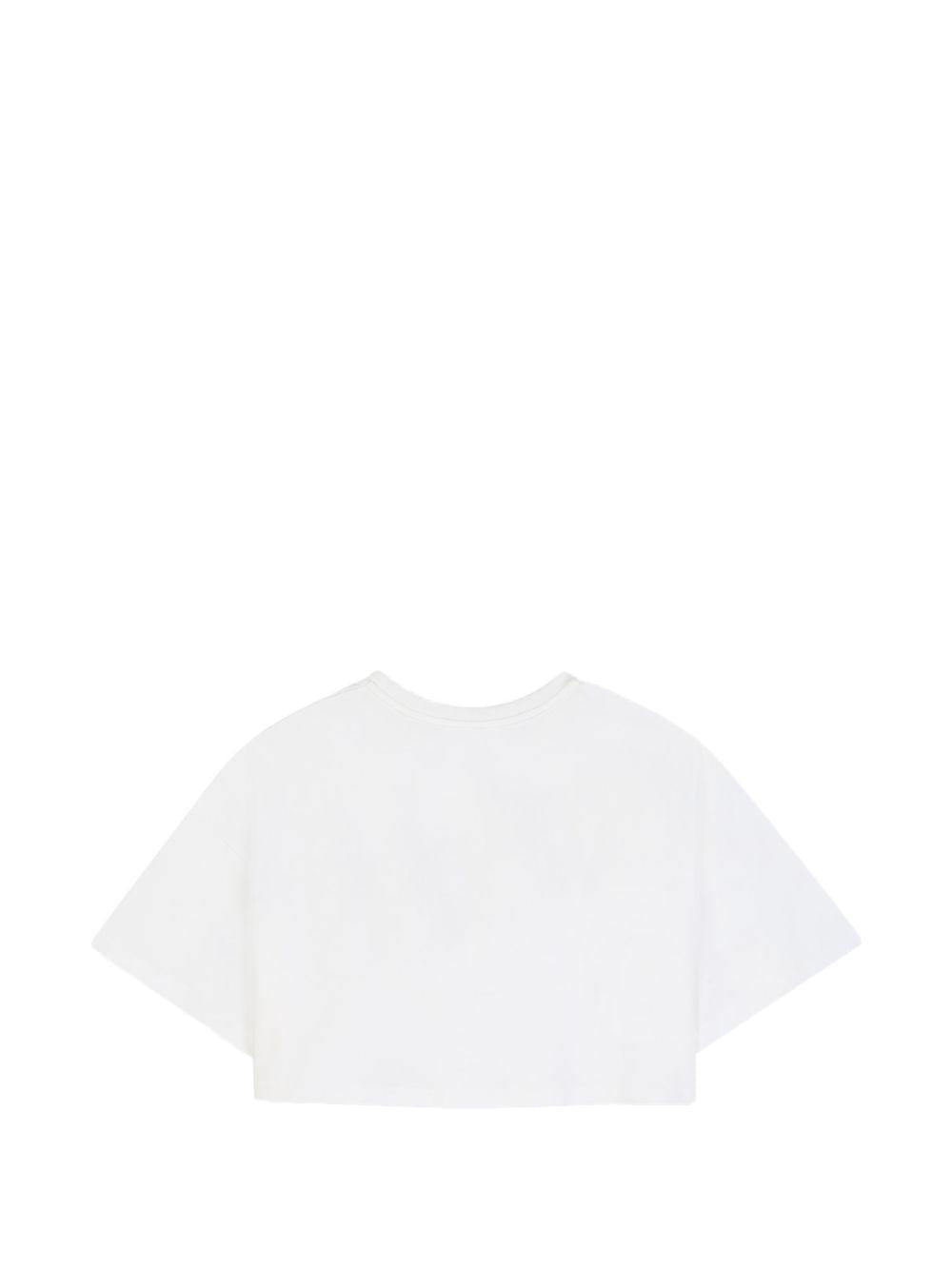 T-shirt bianca cropped con stampa logo Chloé a contrasto