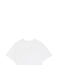 T-shirt bianca cropped con stampa logo Chloé a contrasto