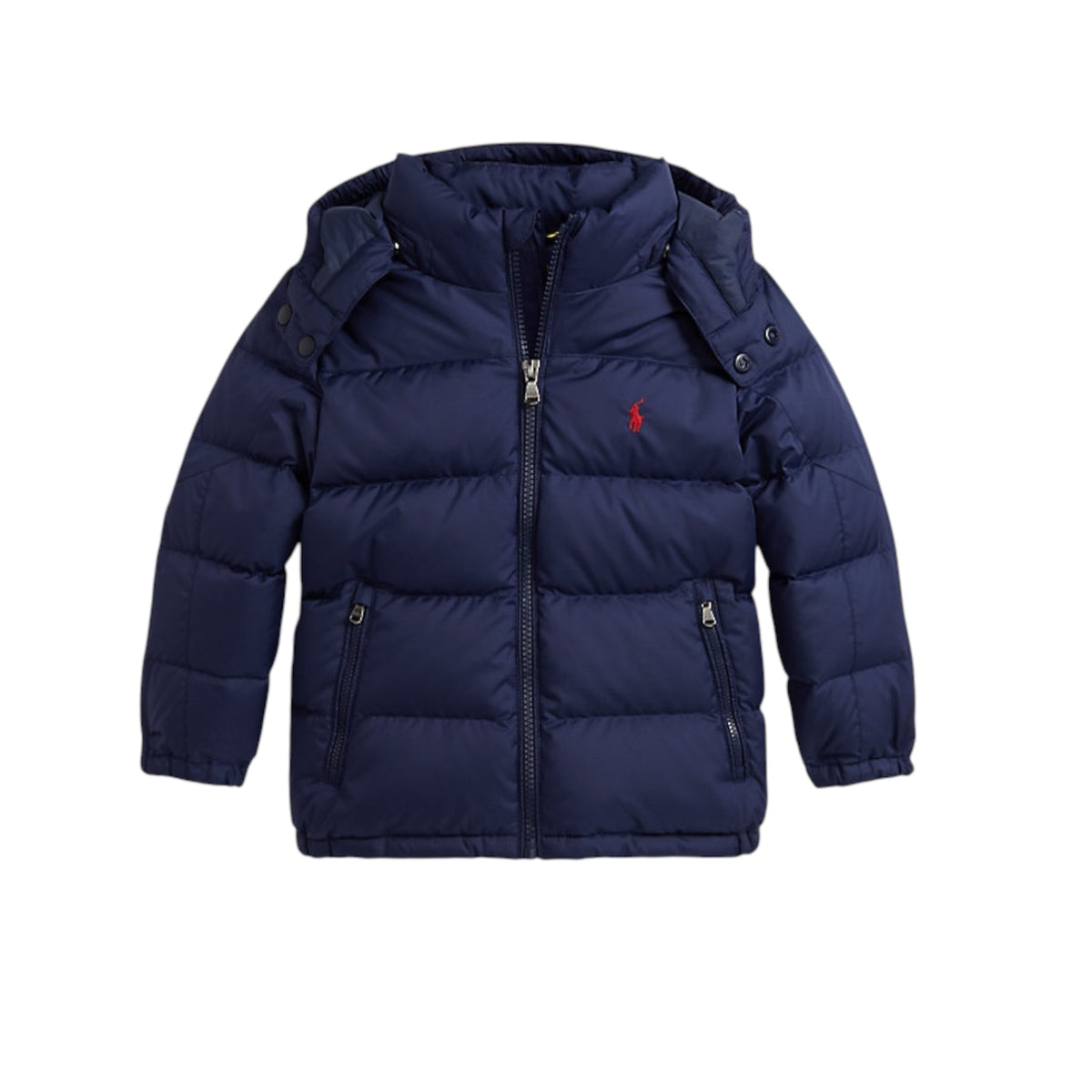 Giubbino blu con logo Ralph Lauren cucito frontale a contrasto
