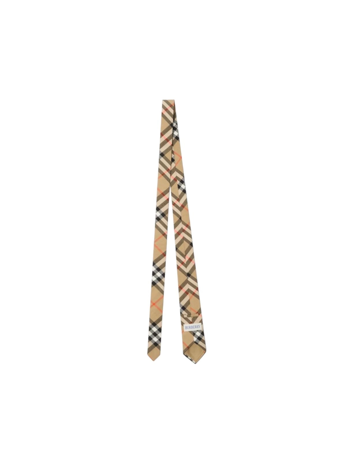 Cravatta beige con stampa check Burberry
