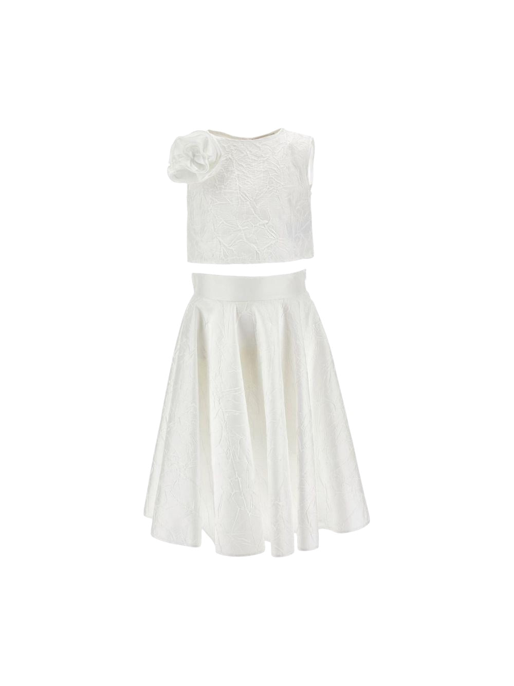 Completo top e gonna bianco in micro taffetà Monnalisa
