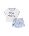 Completo t-shirt e pantaloncino bianco e azzurro Lacoste