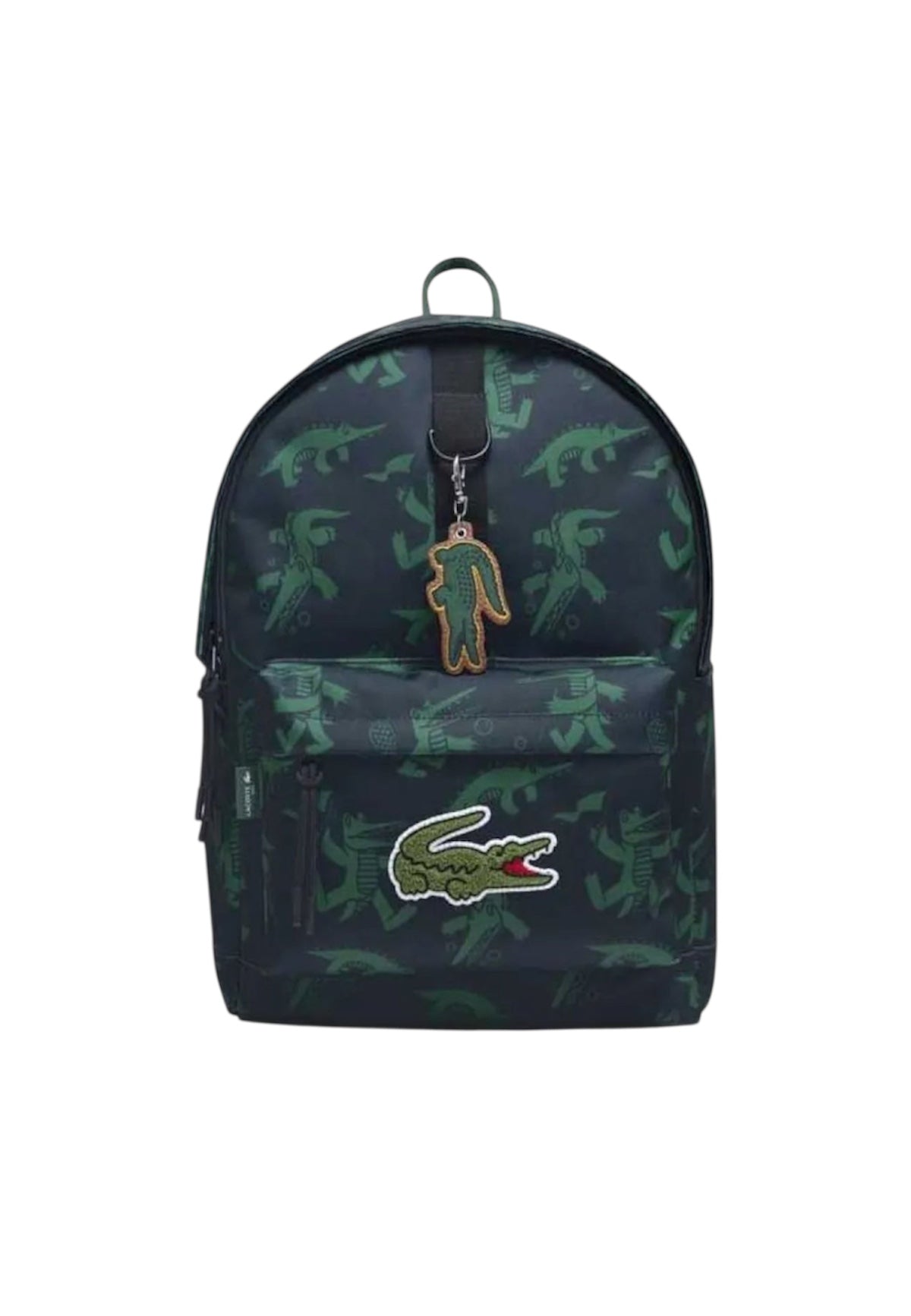Zaino nero con dettagli verdi logo Lacoste