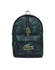 Zaino nero con dettagli verdi logo Lacoste
