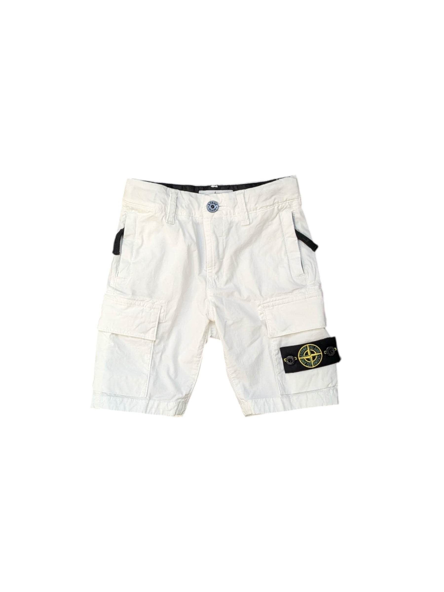 Bermuda cargo bianco con patch logo Stone Island