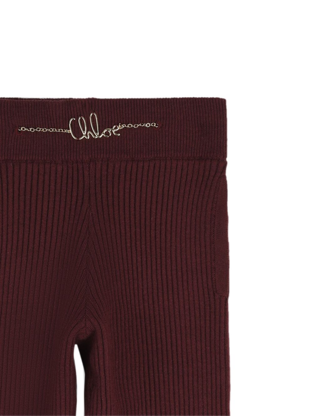 Pantalone in maglia bordeaux con dettaglio in metallo cucito Chloè