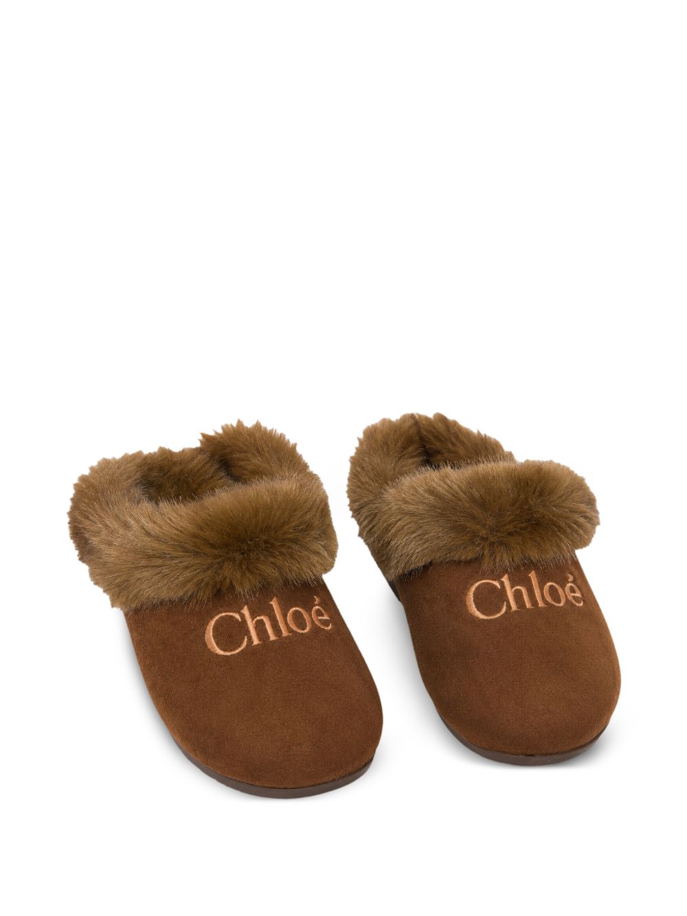 Sandalo marrone con logo Chloé cucito frontale