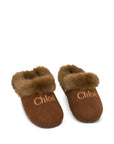 Sandalo marrone con logo Chloé cucito frontale