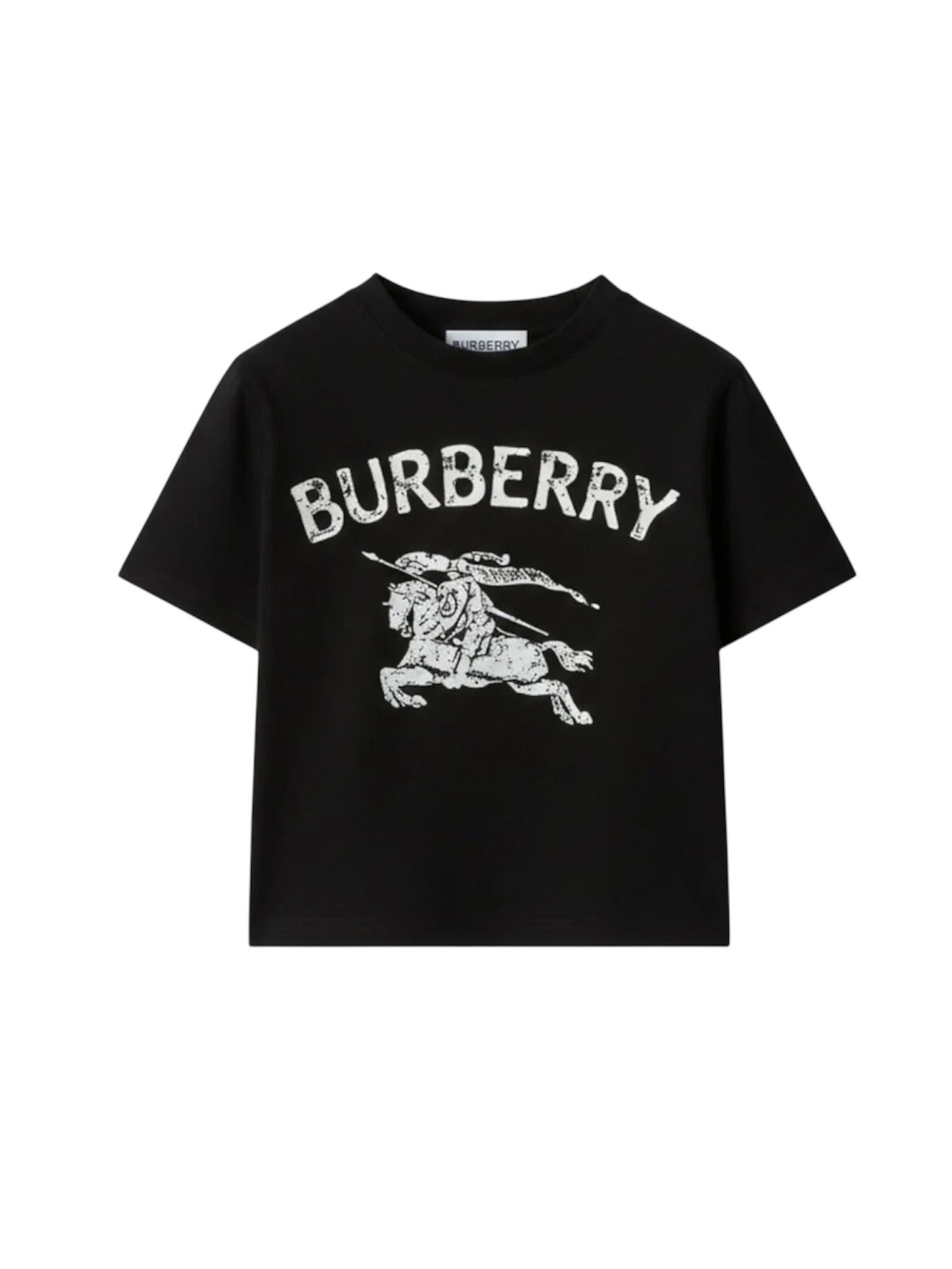 T-shirt nera con stampa bianca Burberry