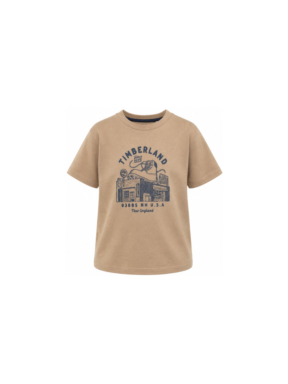 T-shirt verde con stampa logo Timberland a contrasto blu