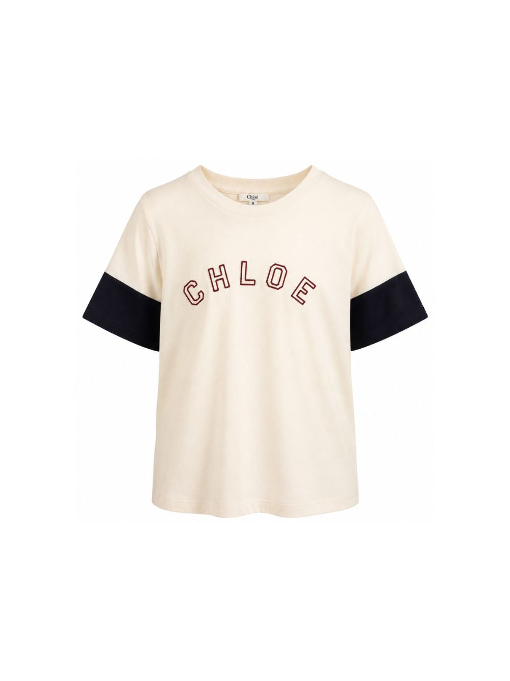T-shirt panna con logo Chloé cucito a contrasto