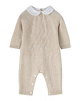 Tutina beige in filo misto cashmere con dettagli logo Nanan
