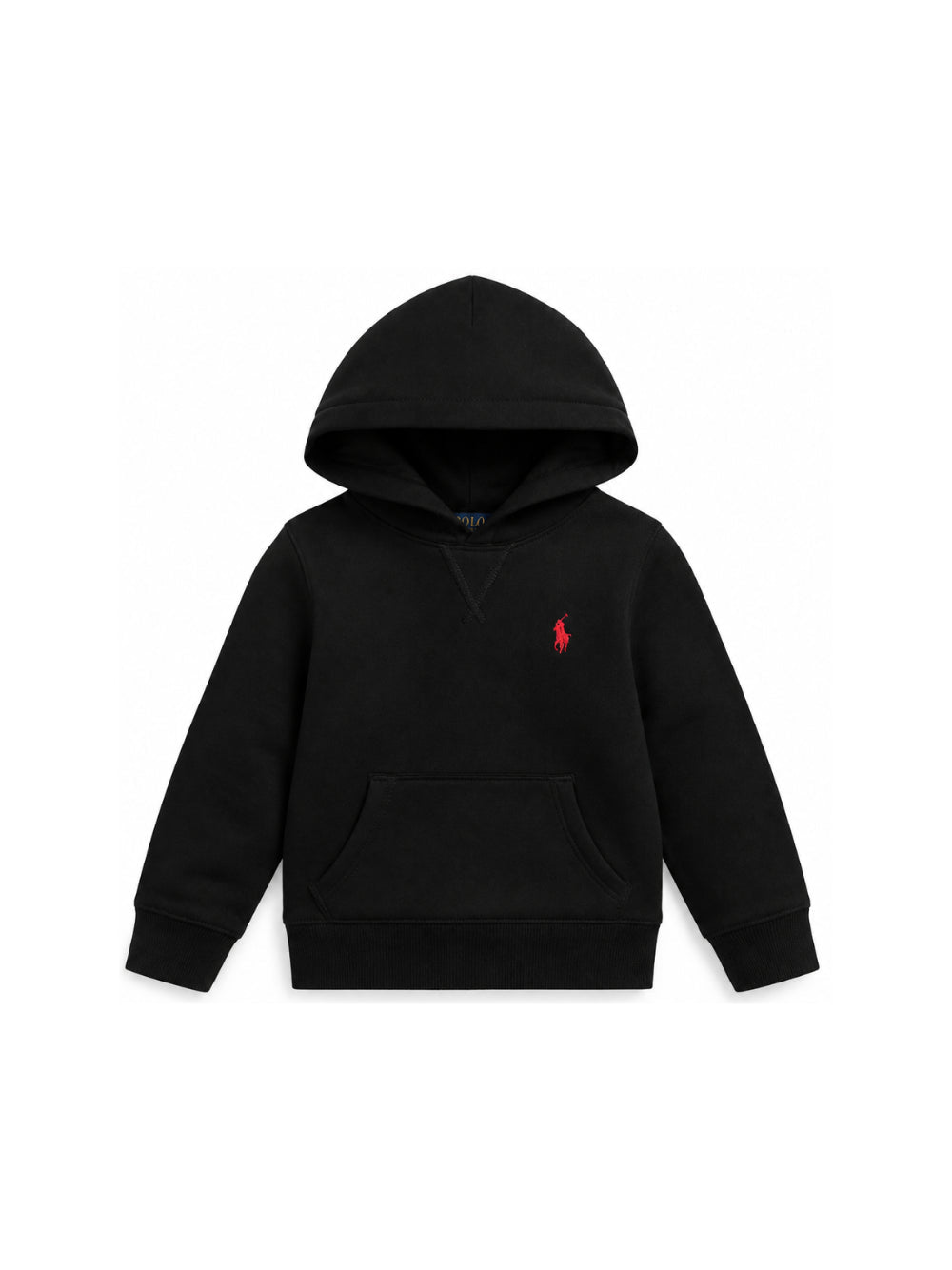 Felpa con cappuccio nera e logo Ralph Lauren a contrasto