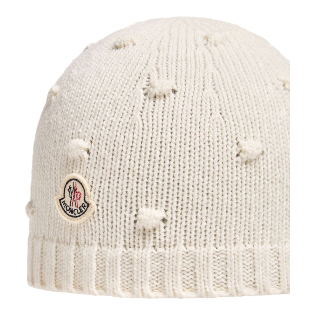 Cappello bianco con dettagli pois e patch logo Moncler