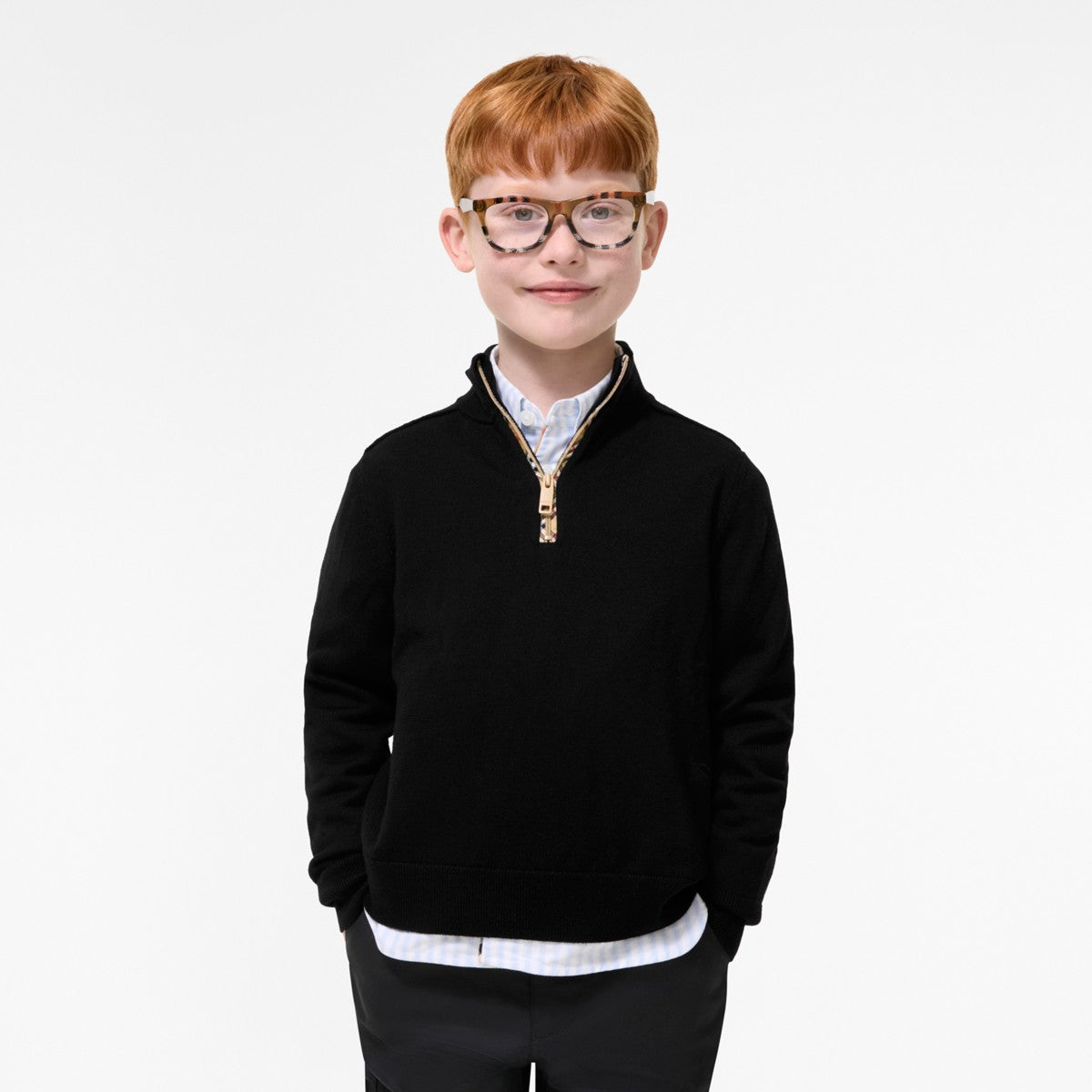 Maglione nero effetto polo con dettagli logo Burberry