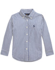Camicia a righe bianca e blu con logo cucito Ralph Lauren