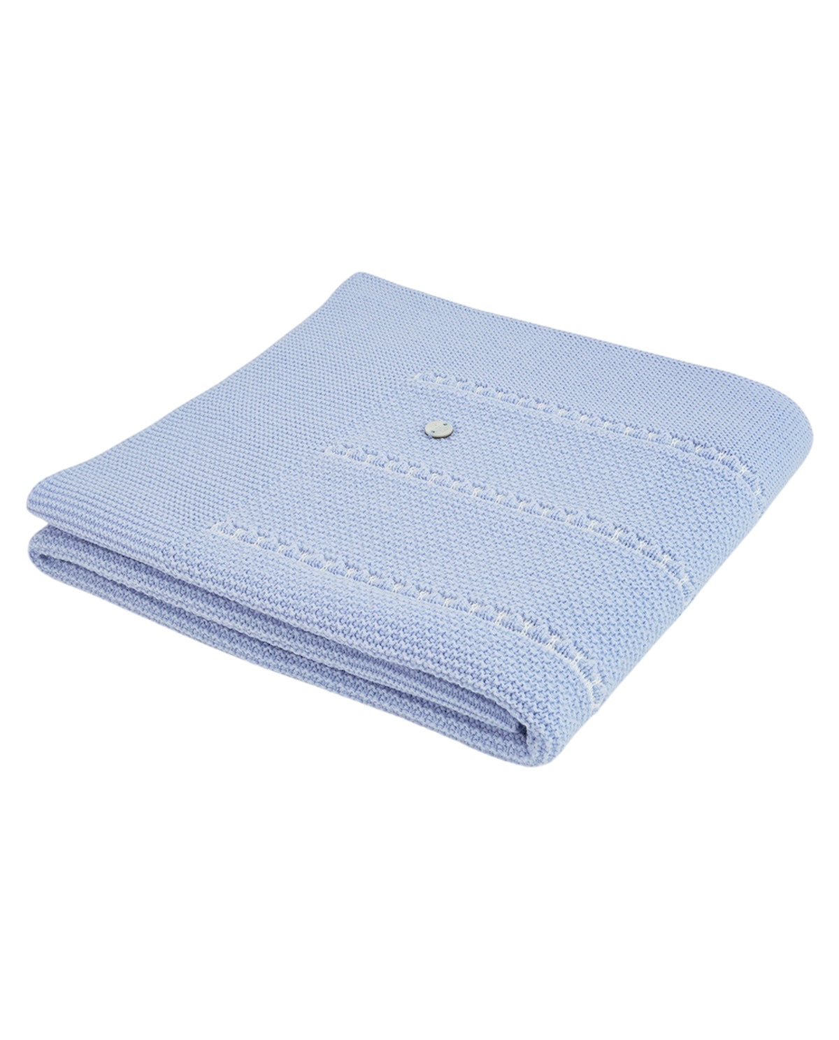 Coperta azzurra con dettagli logo Paz Rodriguez frontali