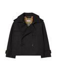 Trench nero cropped con dettagli logo Burberry