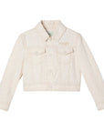 Giacca camicia cropped in cotone panna con logo Fendi