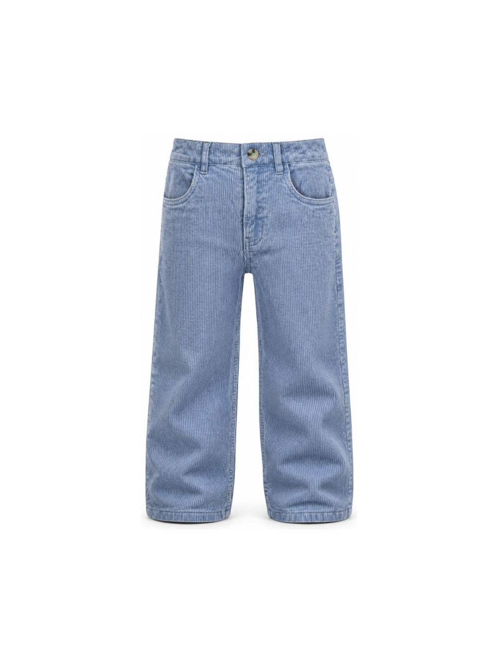 Pantalone a costine in velluto azzurro con dettagli logo Billieblush