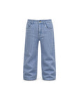 Pantalone a costine in velluto azzurro con dettagli logo Billieblush