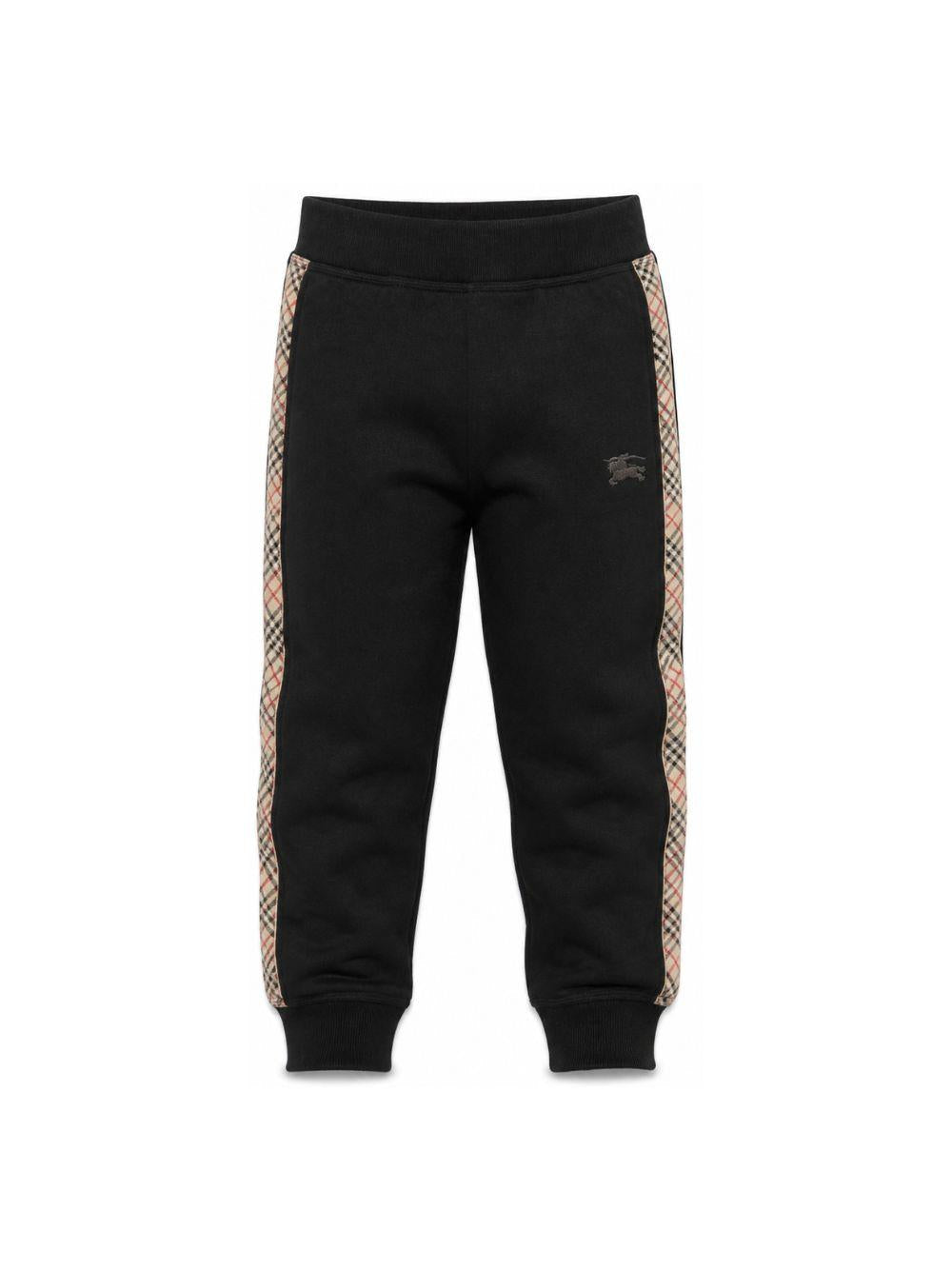 Pantalone nero con dettagli check Burberry