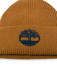 Cappello marrone con logo Timberland cucito a contrasto blu