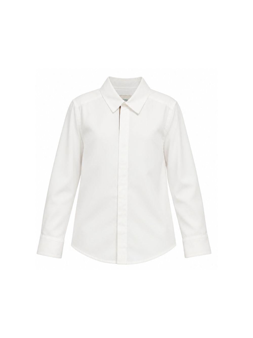 Camicia in cotone bianca con dettagli logo FF Fendi