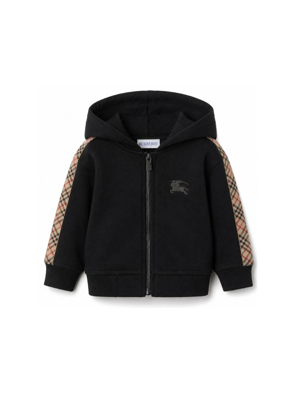 Felpa baby nera con dettaglio check Burberry